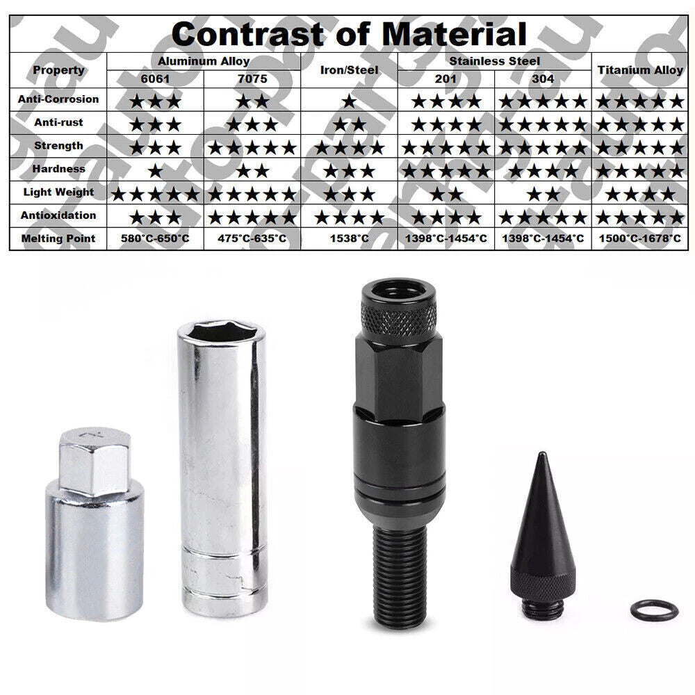 Set of 20 Racing Wheel Spike Lug Nuts for Various Models