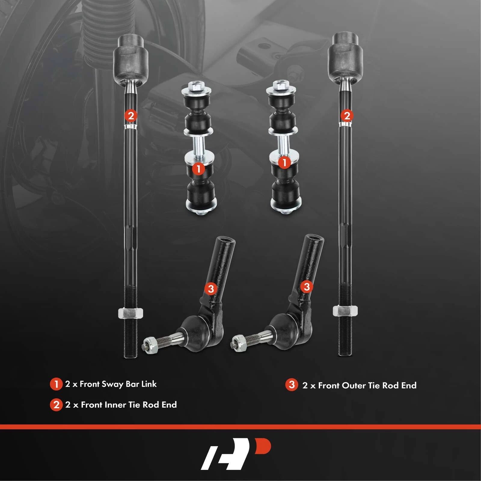 Set of 6 Front Sway Bar Link Tie Rod Ends for Chevy Impala (2000–2013)