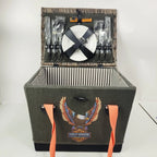 Picnic Basket with Wicker Lid & Handles for Harley-Davidson (Vivid Bar & Shield)