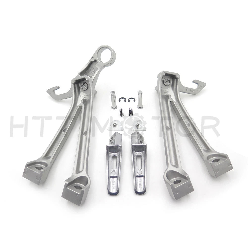 Set of 2 Silver Rear Foot Pegs Footrest Brackets for Suzuki GSXR 600 750 (2008–2010)