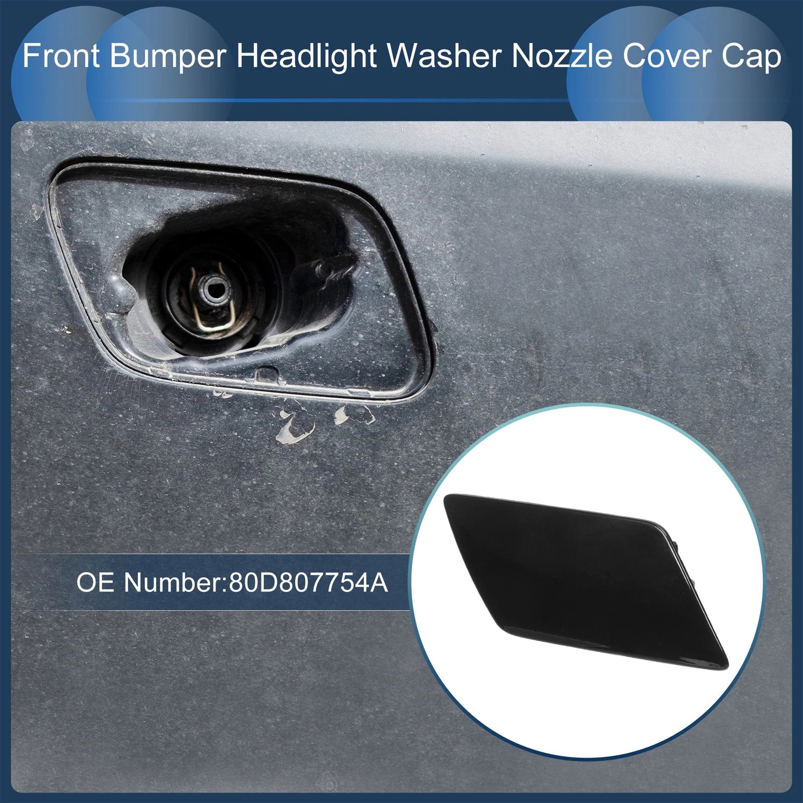 Front Right Washer Nozzle Cover Cap for Audi Q5 S-Line (2018–2020) Black