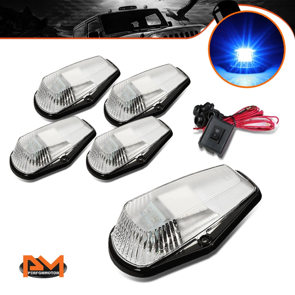 5Pcs Cab Roof Running Light with Switch Chrome Blue LED for F-Series (1980–1996)
