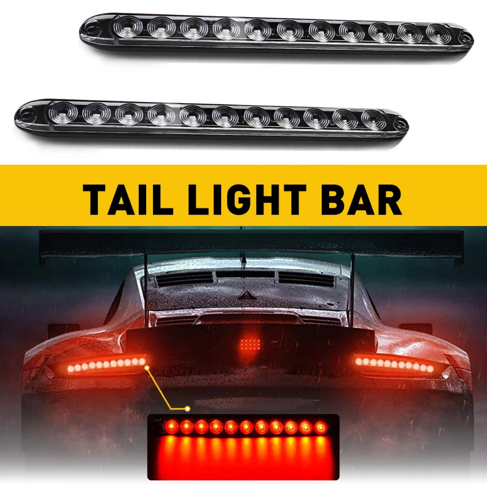 2X 15" Waterproof Red LED Stop Brake Turn Tail Light Bar for Truck Trailer
