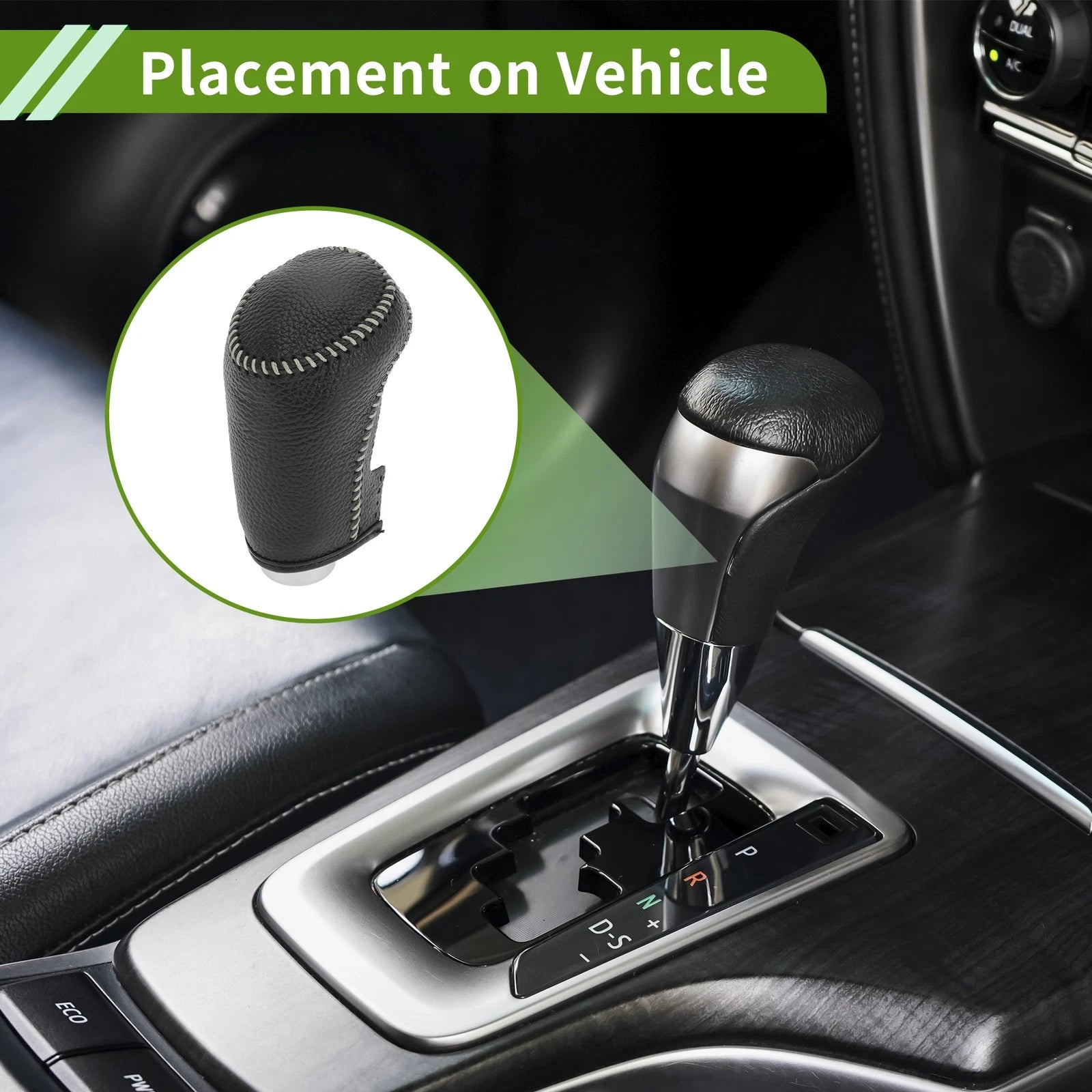 1 Pc Gear Shift Knob Cover for Chevrolet Malibu (2016–2020) Pebbled Black Beige