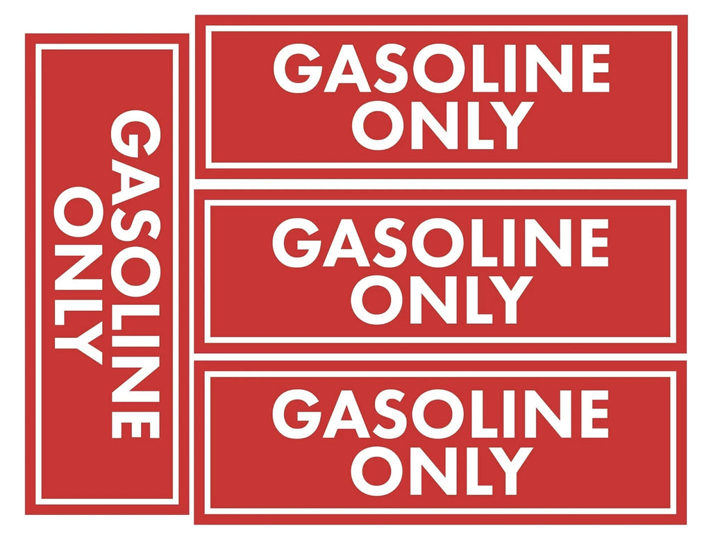 Set of 4 Gasoline Only Fuel Caution Warning Decals for Universal Use