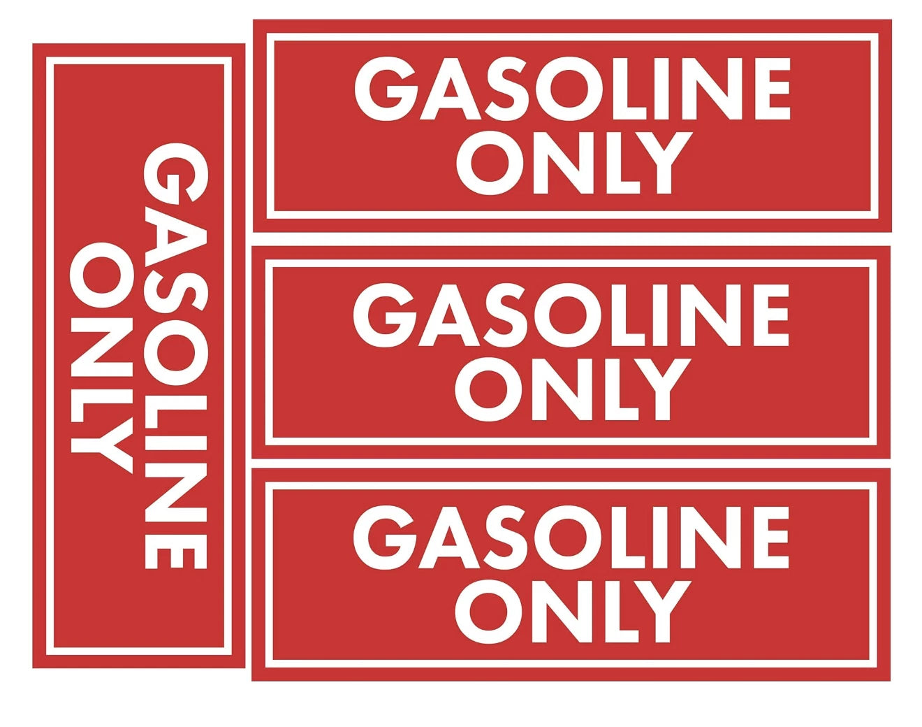 Set of 4 Gasoline Only Fuel Caution Warning Decals for Universal Use