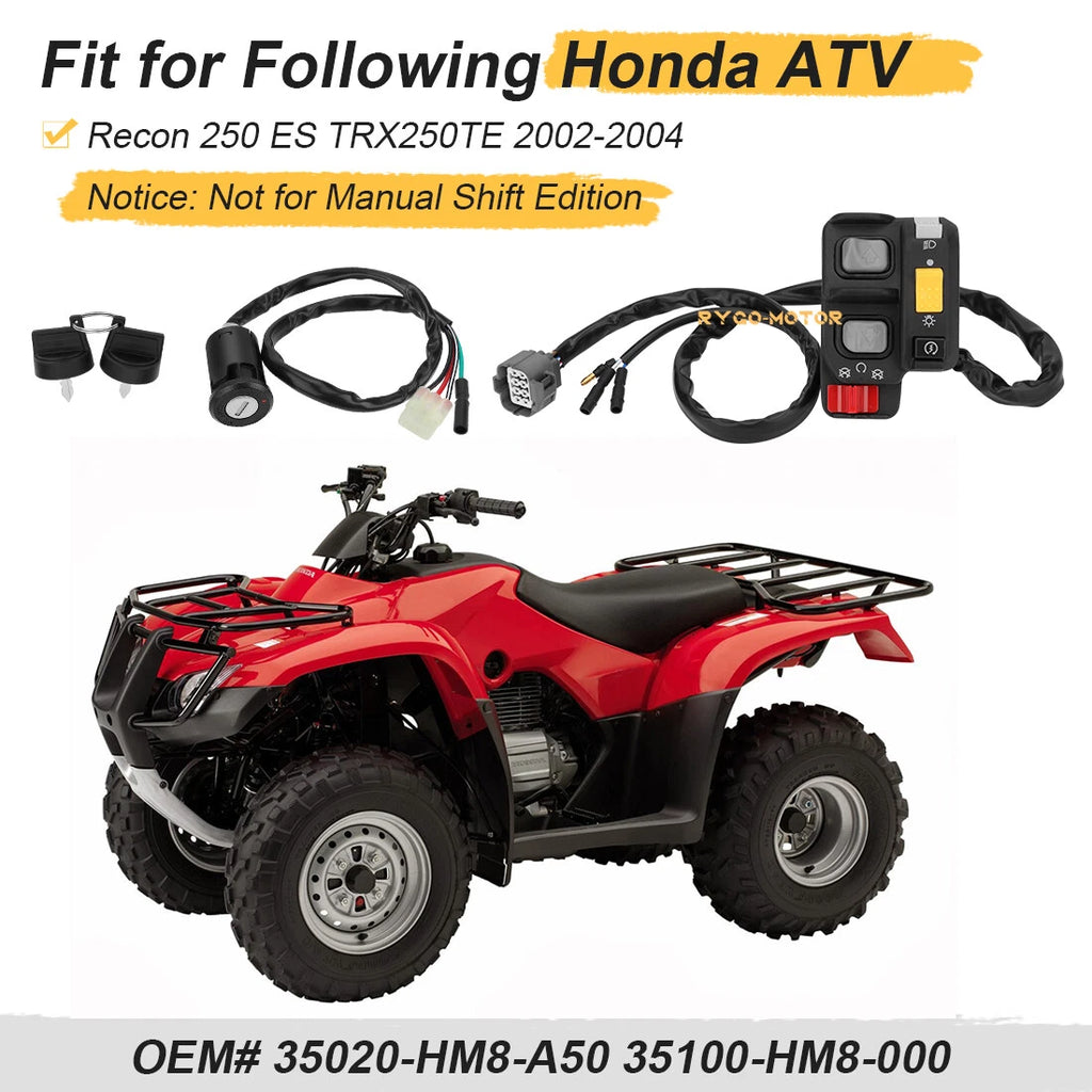 Handlebar & Key Switch for Honda Recon 250 ES TRX250TE (2002–2004)