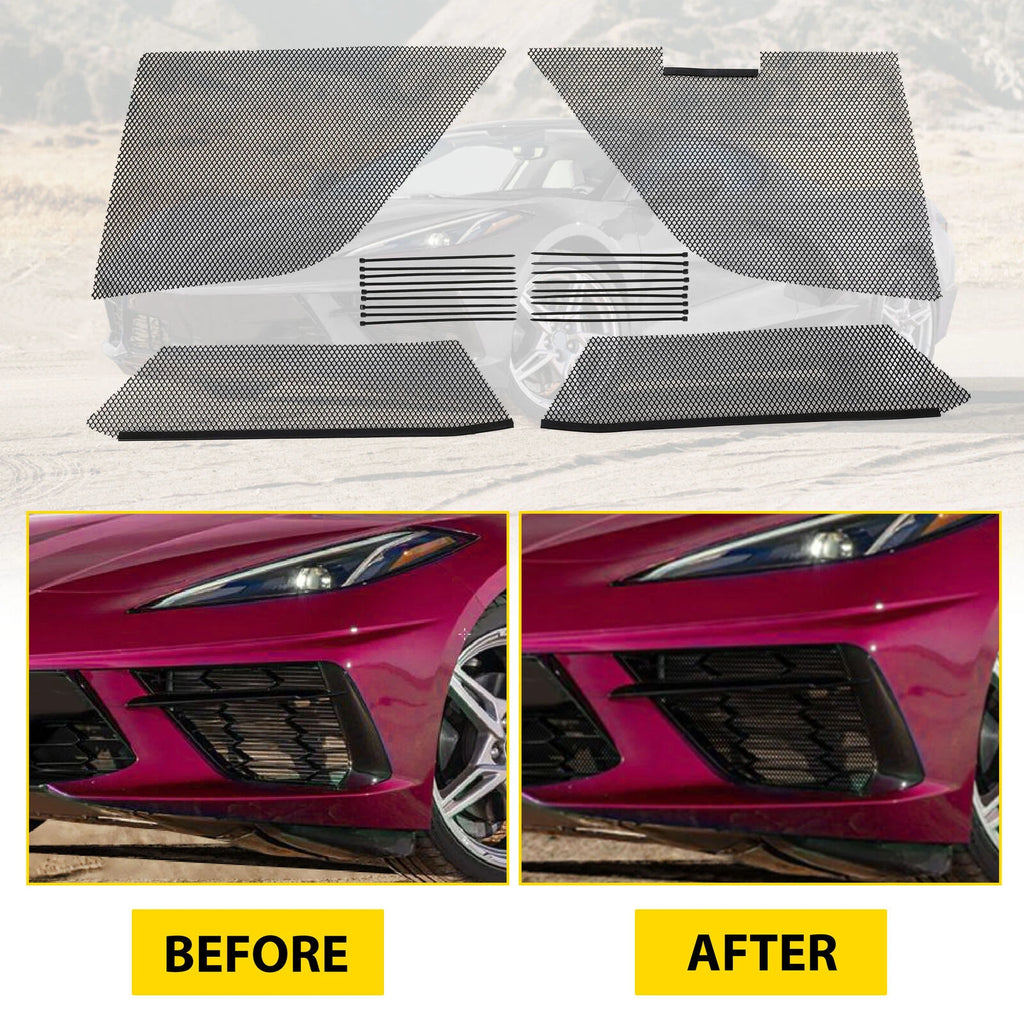 Set of 4 Radiator Mesh Grill Guards for Corvette C8 (2020–2024) Black