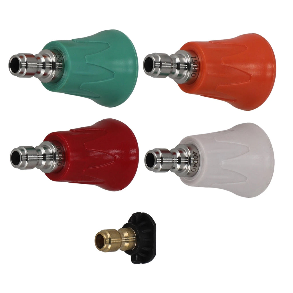 5X High Pressure Washer Nozzle Tips 1/4" QC Brass with Protector Guard