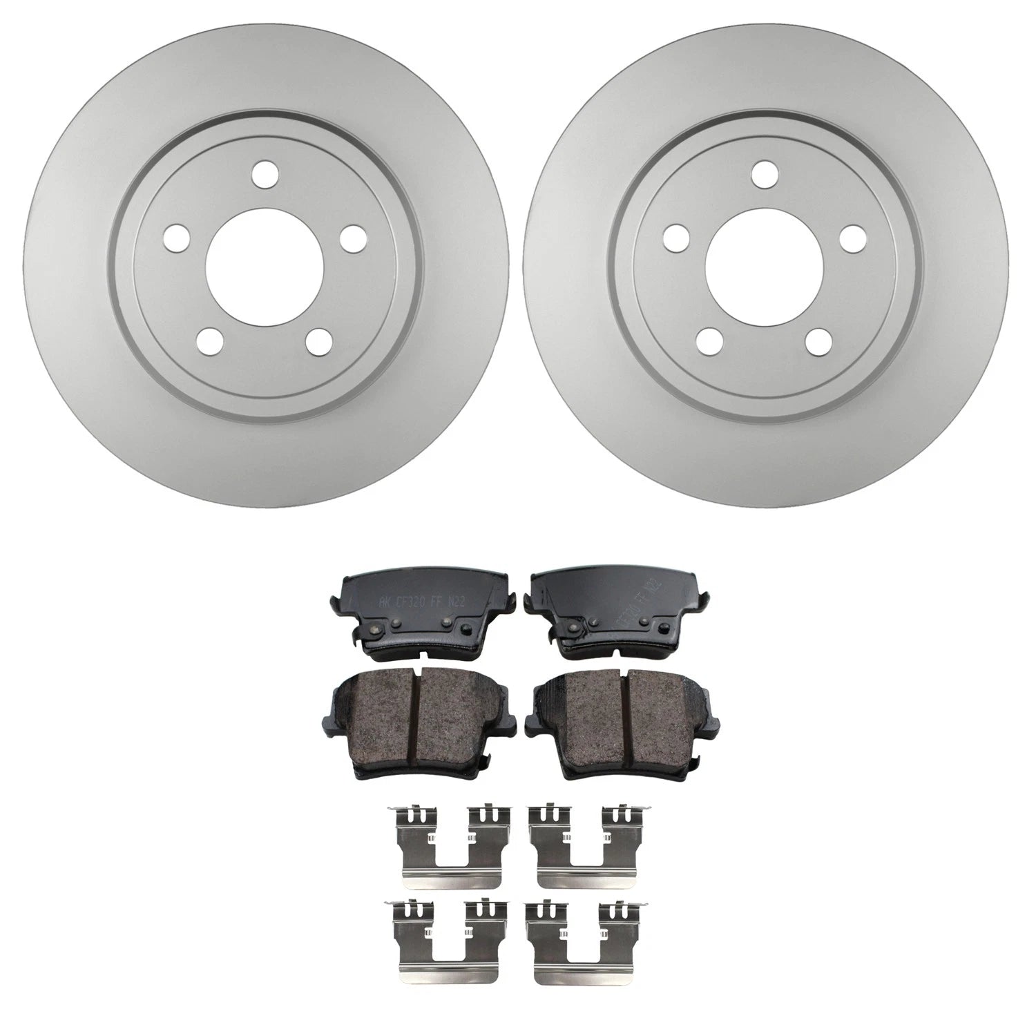 Set of 2 Bosch QuietCast Rear Rotors & Akebono ProACT Pads for Magnum