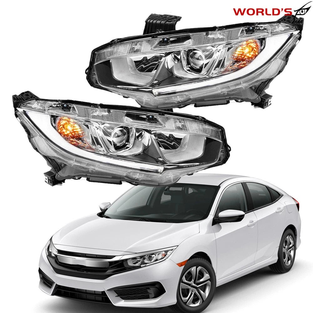Pair of Halogen Headlights with LED DRL for Honda Civic (2016–2020)