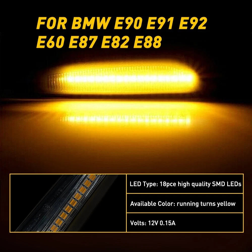 LED Side Marker Turn Signal Lights for BMW E60 E46 E82 E83 E90 E92 (2000â2015)