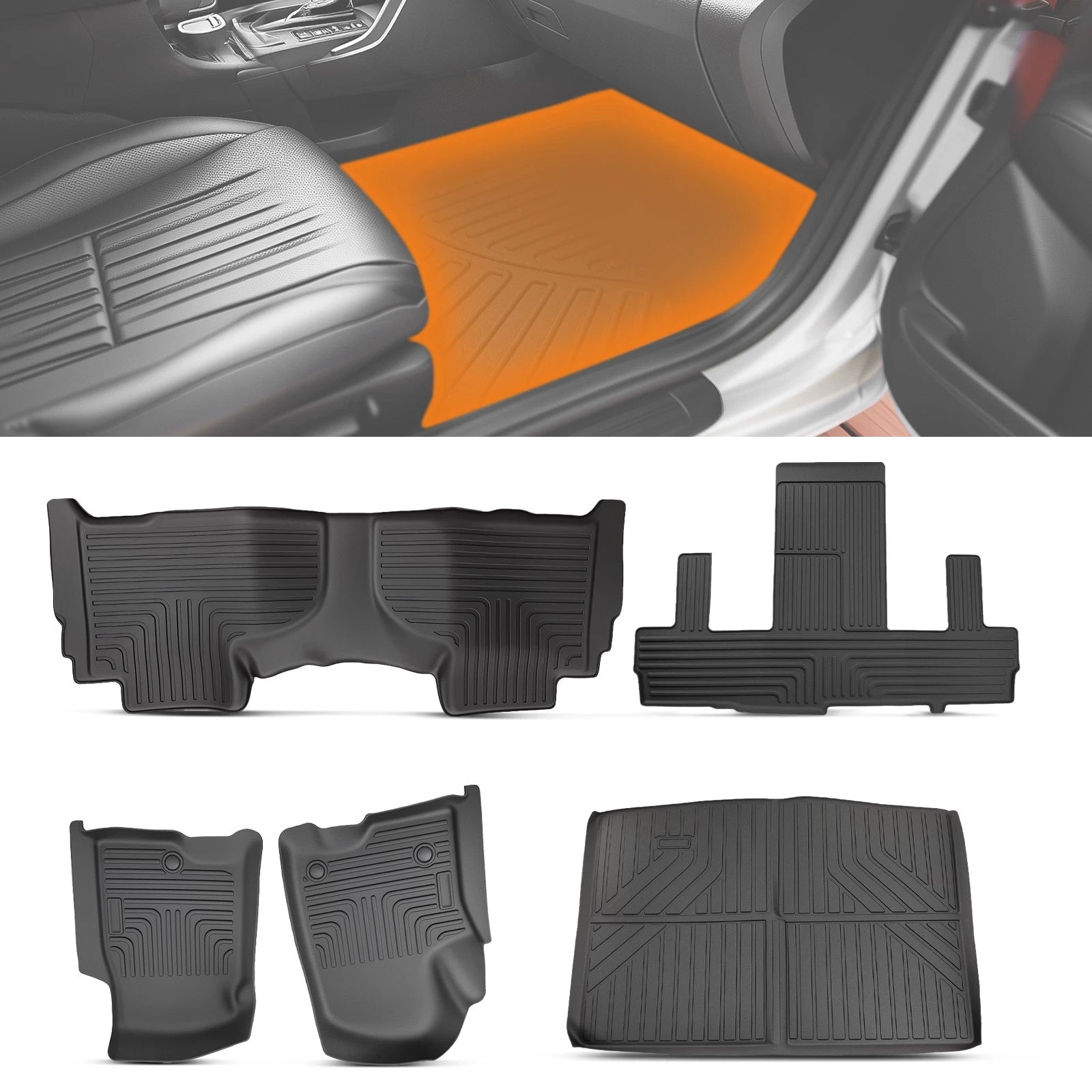 Set of 4 TPE All-Weather Carpet Floor Mat Liners for Chevrolet Suburban GMC Yukon XL (2021–2025)