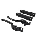 Black Extendable Brake Clutch Levers Grip Set for Suzuki GSXR600/750 (2006-2023)