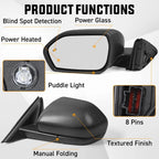 Left Mirror for Ford Explorer (2020–2024) Power Heated Blind Spot Puddle Light