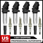 Set of 4 UF667 Ignition Coils & Spark Plugs for BMW 128i 328i 330i 528i 530i X3 X5 (2008–2013)