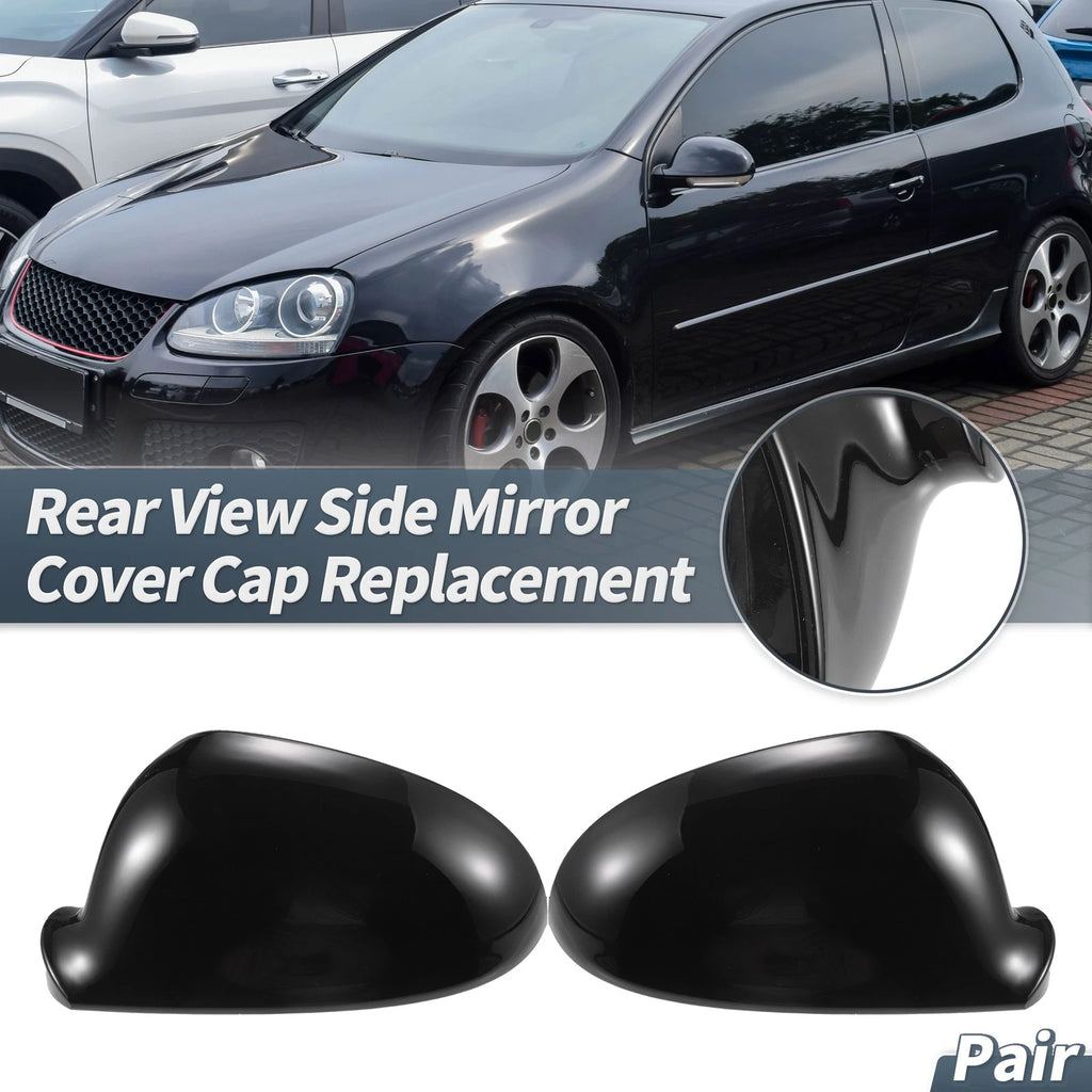 Pair Rearview Mirror Cover Cap Gloss Black for Volkswagen Golf 5 GTI (2006–2009)