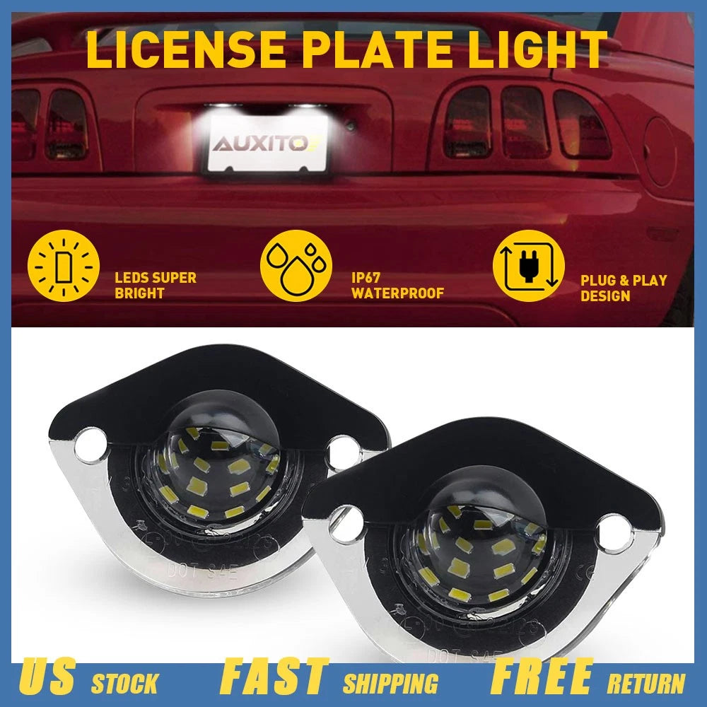 2X White LED License Plate Light for Ford Mustang (1994–2004)