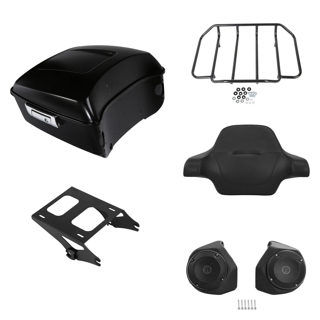 Backrest Mount Speakers for Harley Touring (2014–2026) Black Denim