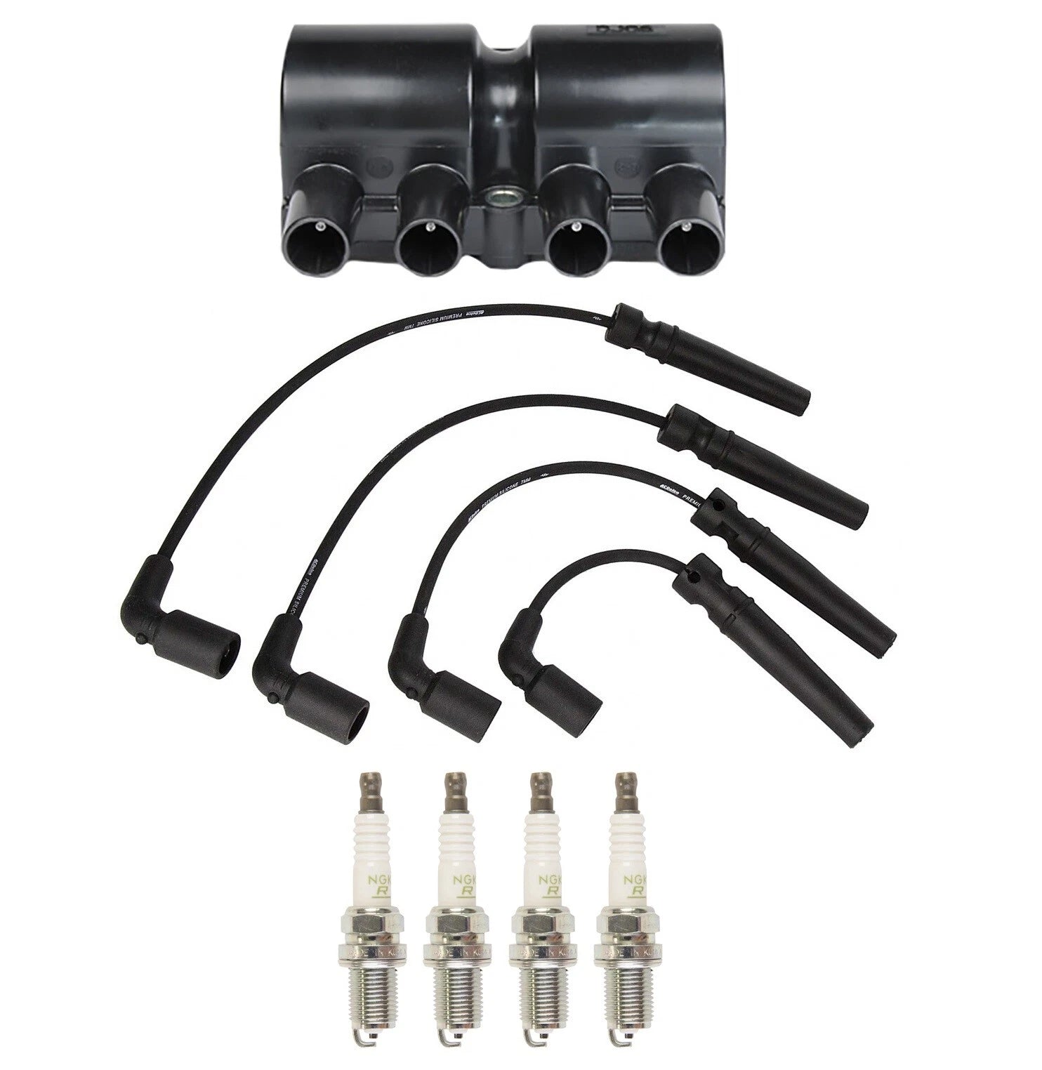 Ignition Wires Coil Set of 4 Spark Plugs for Chevy Aveo5 Pontiac Wave (2004–2011)