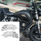 1 Pair Sliver Flaming Skull 3D Sticker Decal for Motorbike Motorcycle Tank Car