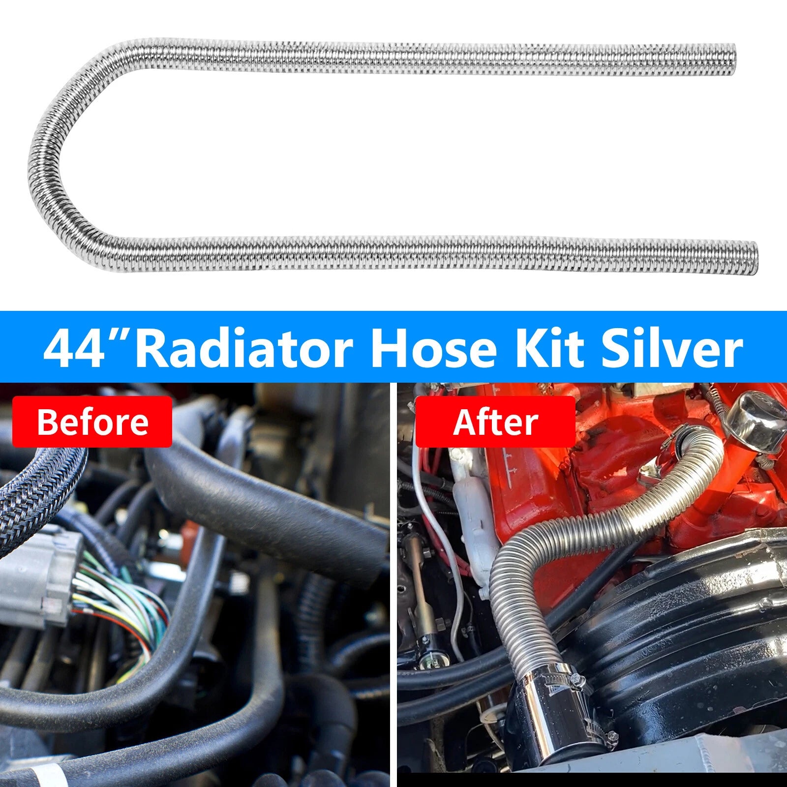 Set of 2 Universal Heater Water Hoses 44" for 5/8" 3/4" Necks