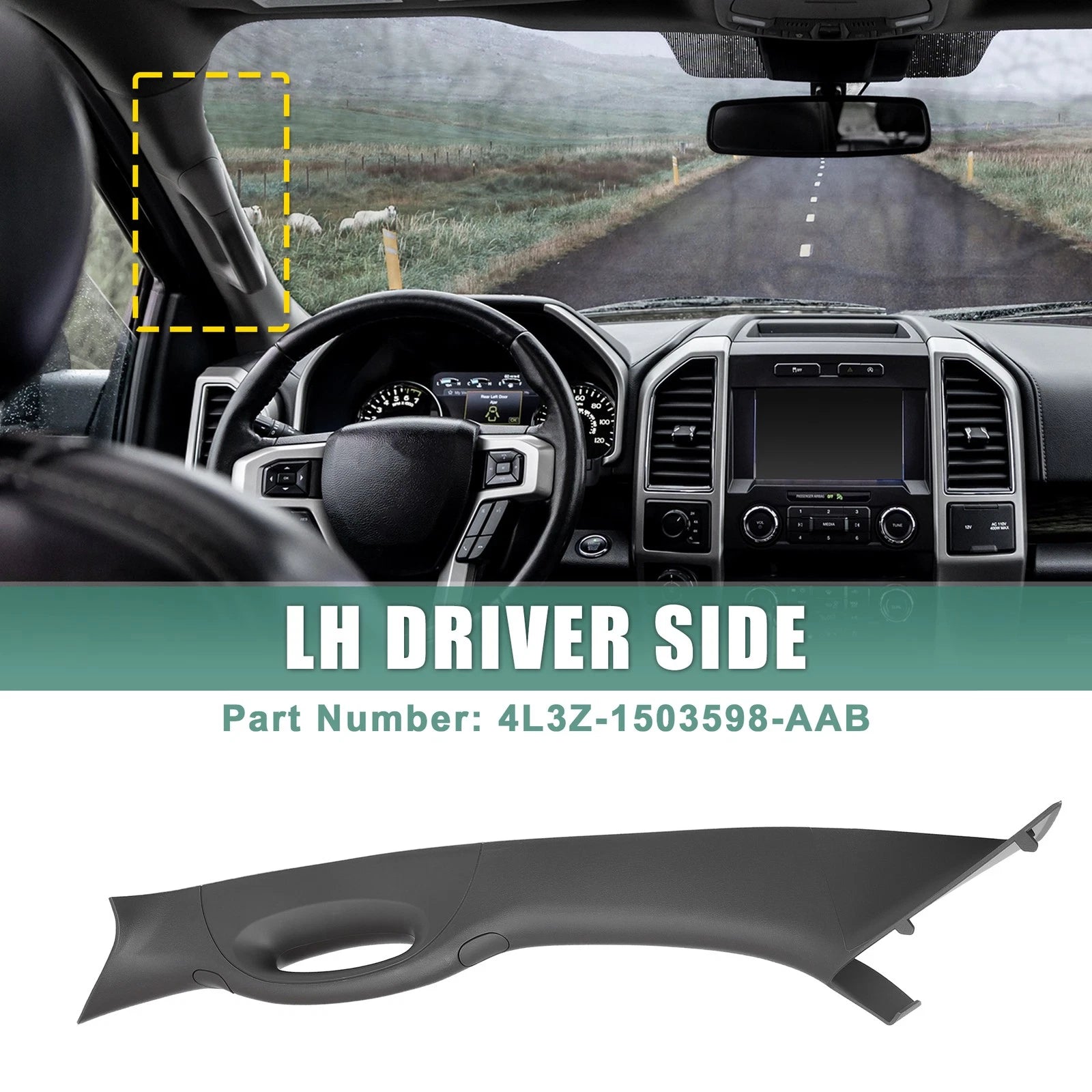 Left A Pillar Interior Trim Handle for Ford F150 (2006–2008) Gray 766549568103