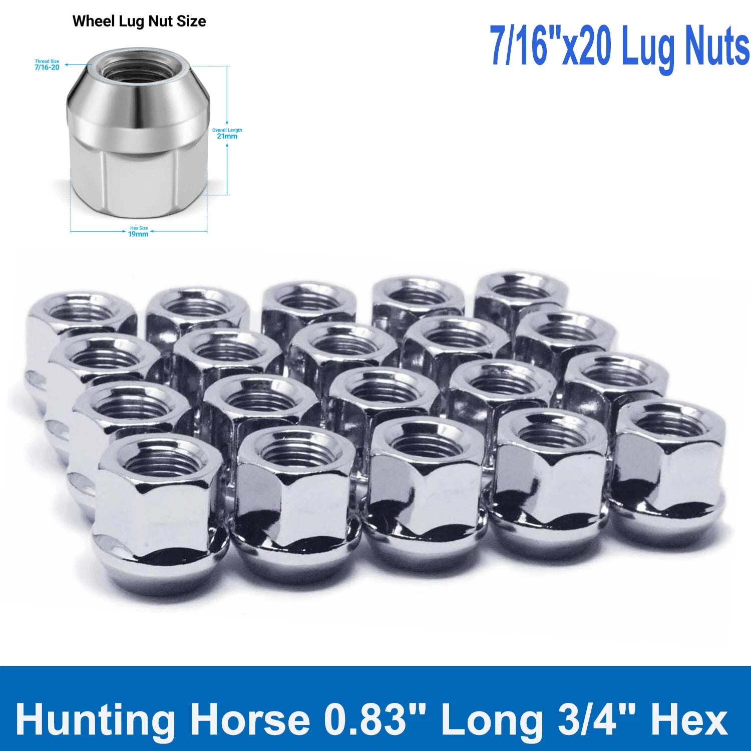 20Pc Chrome 7/16-20 Open End Bulge Acorn Wheel Lug Nuts for Chevy (1968–1972)
