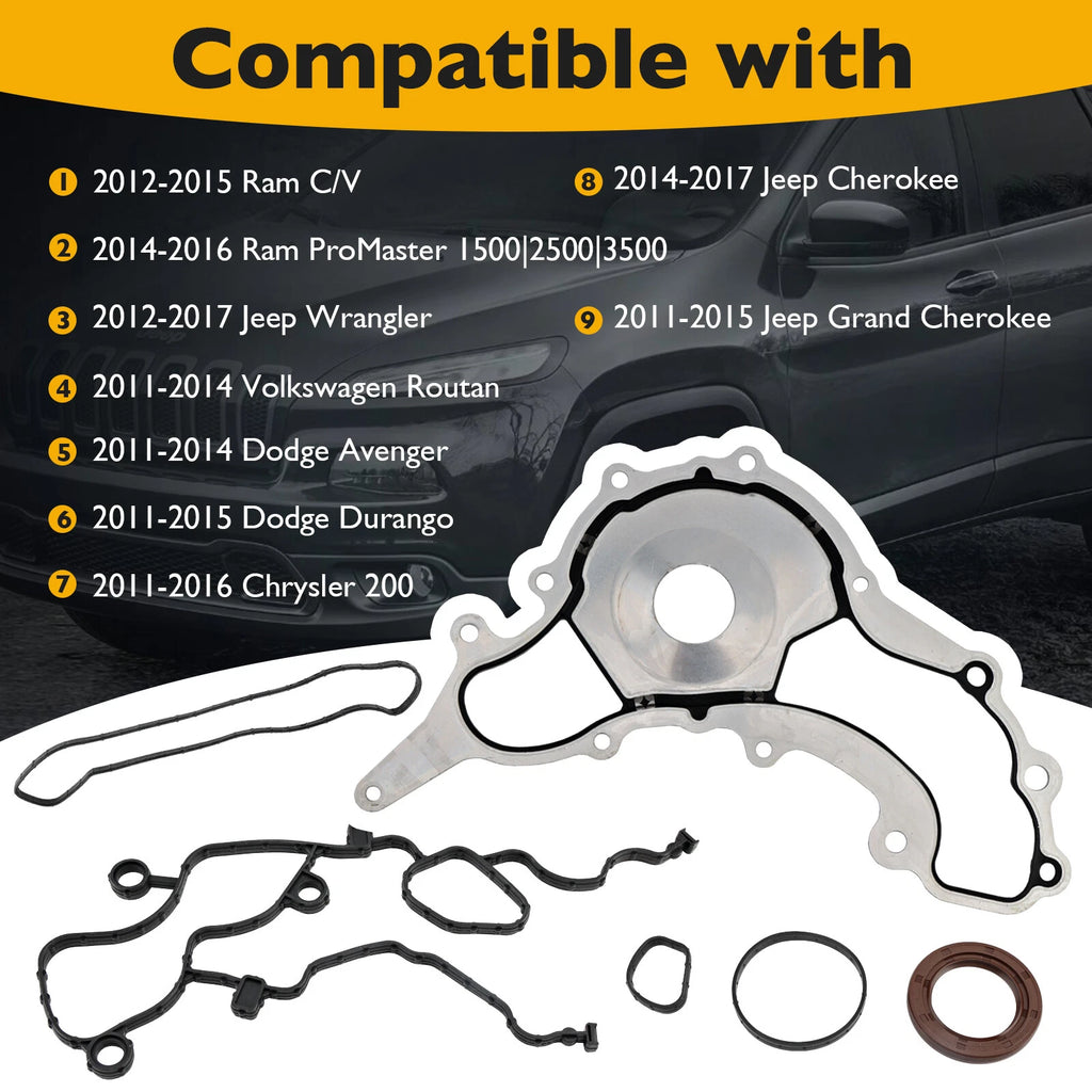 Timing Cover Gasket Set for Dodge Ram Chrysler 200 300 Jeep (2011-2018)
