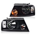 Set of 2 Black Headlights for Ford F150 (2004–2008)