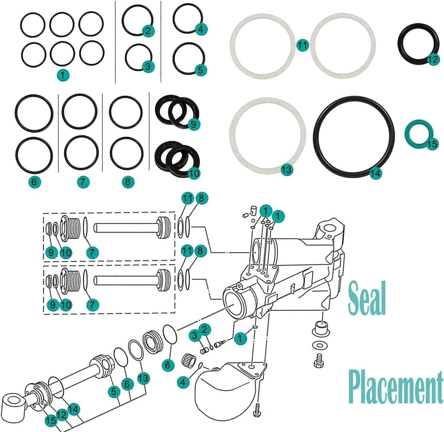 Seal Kit for Yamaha 115HP-250HP (1997–Present) 63P-43800-00-4D