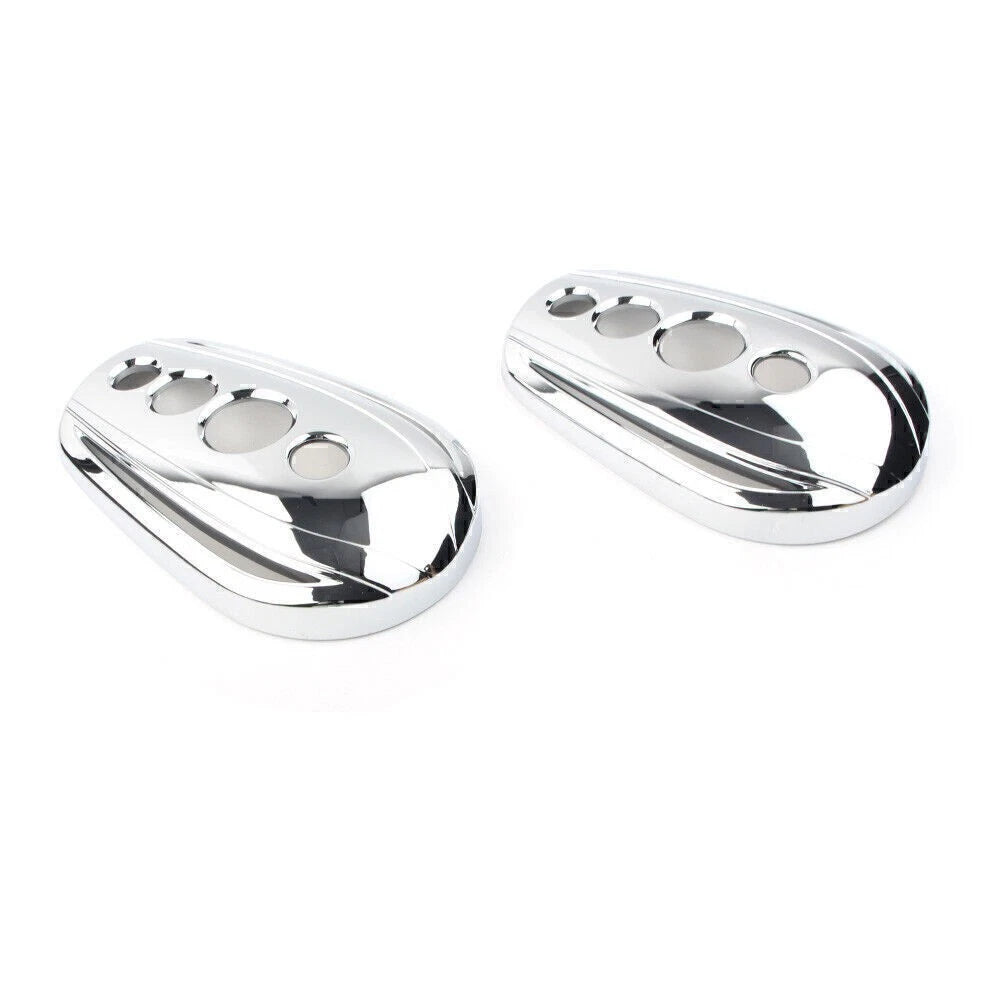 Chrome Oval Rear View Mirror Cover Caps for Harley Dyna Softail Sportster