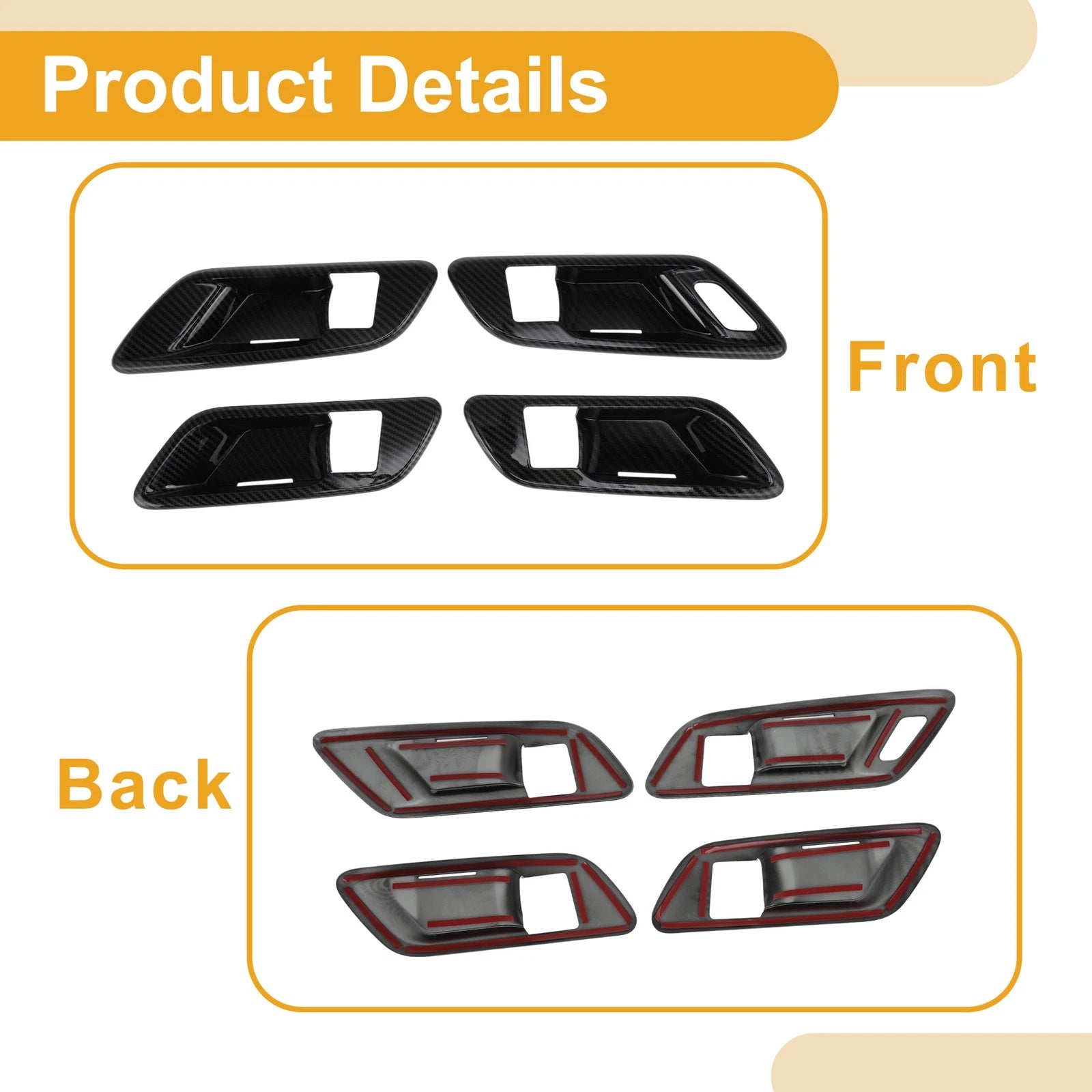 Interior Door Handle Bowl Cover Trim for Toyota Crown (2023–2024) Carbon Fiber Black