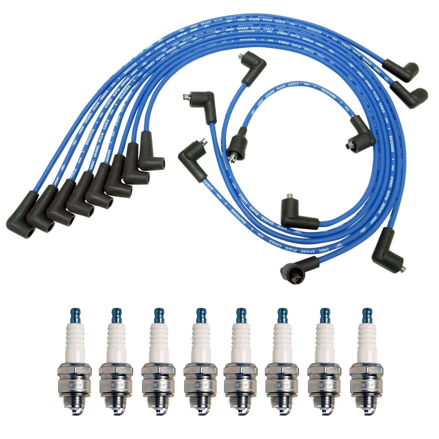 NGK 7mm Wire Set & Denso Spark Plug Kit for Chevy Chevelle Malibu Nova (1964–1972)