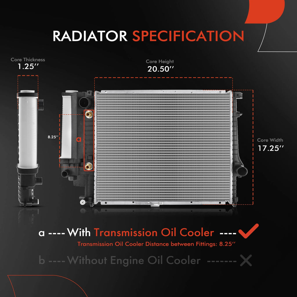 Radiator with Engine Oil Cooler for BMW 525i (1989–1995)