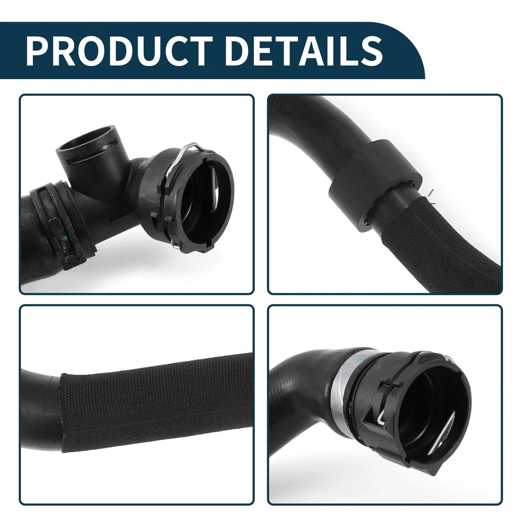 Radiator Hose for Volkswagen Eos 2.0L (2009–2016) Rubber Black