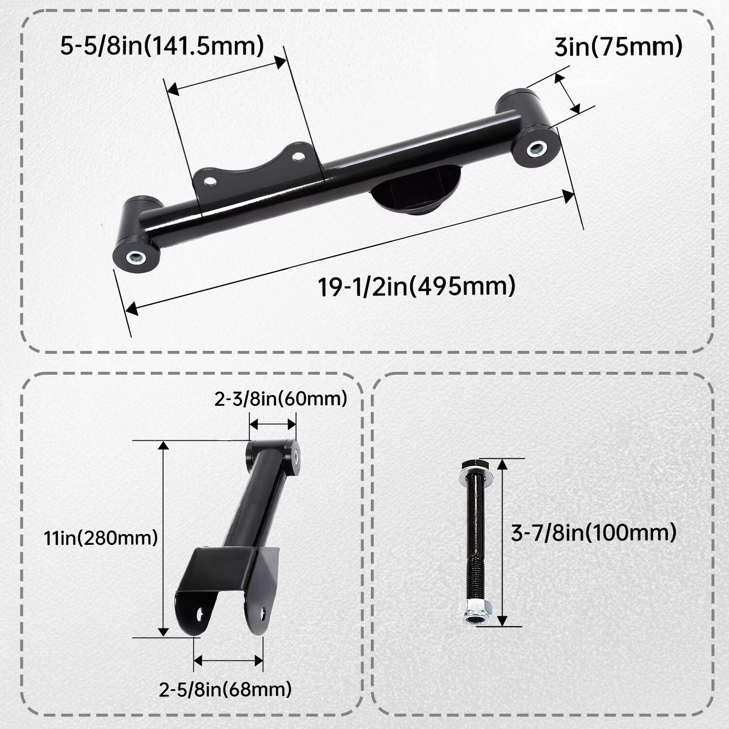 Set of 2 Rear Upper & Lower Tubular Control Arms for Ford Mustang (1979–2004)