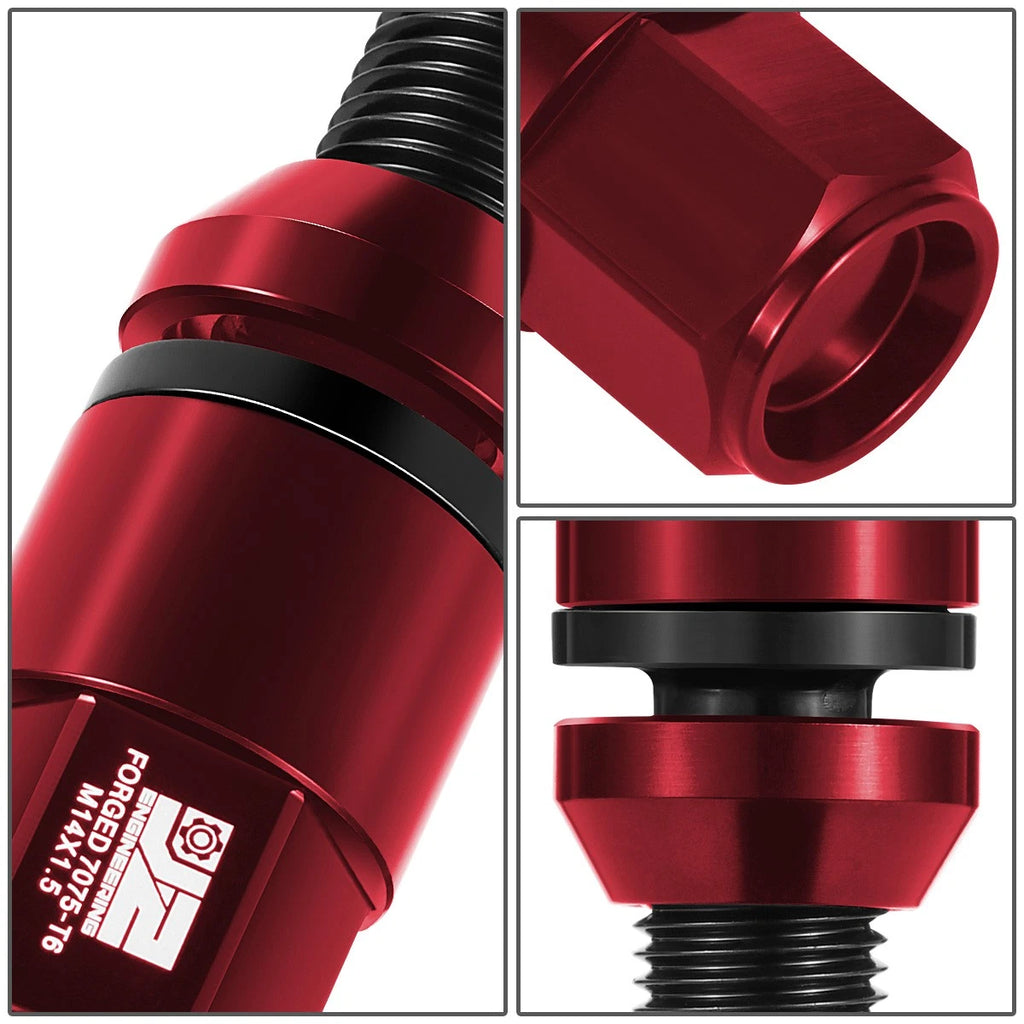 Set of 20 Closed End Lug Nuts M14x1.5 for J2 (Aluminum Red)