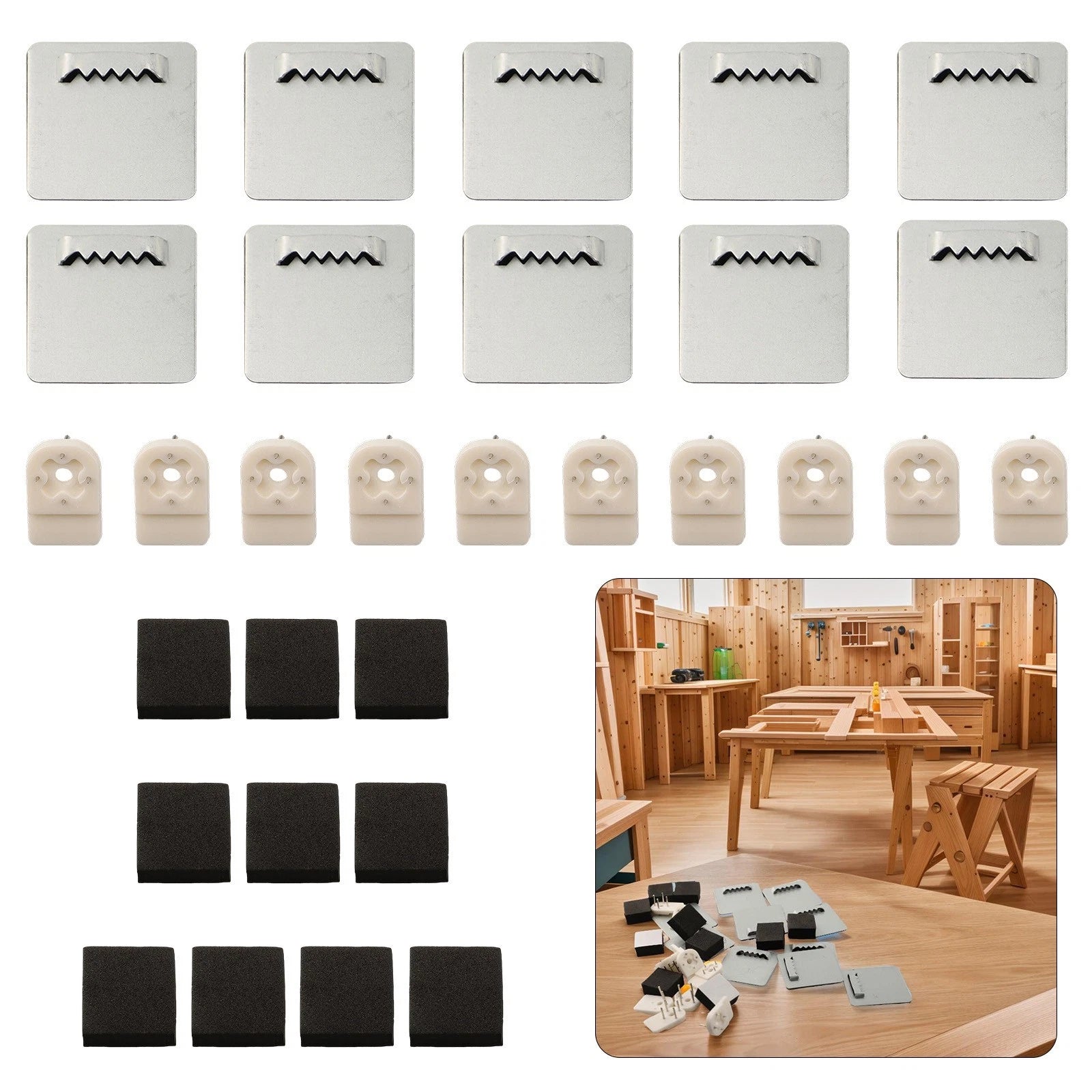 Set of 4 Invisible Design Photo Frame Hanger Clips - Easy Installation