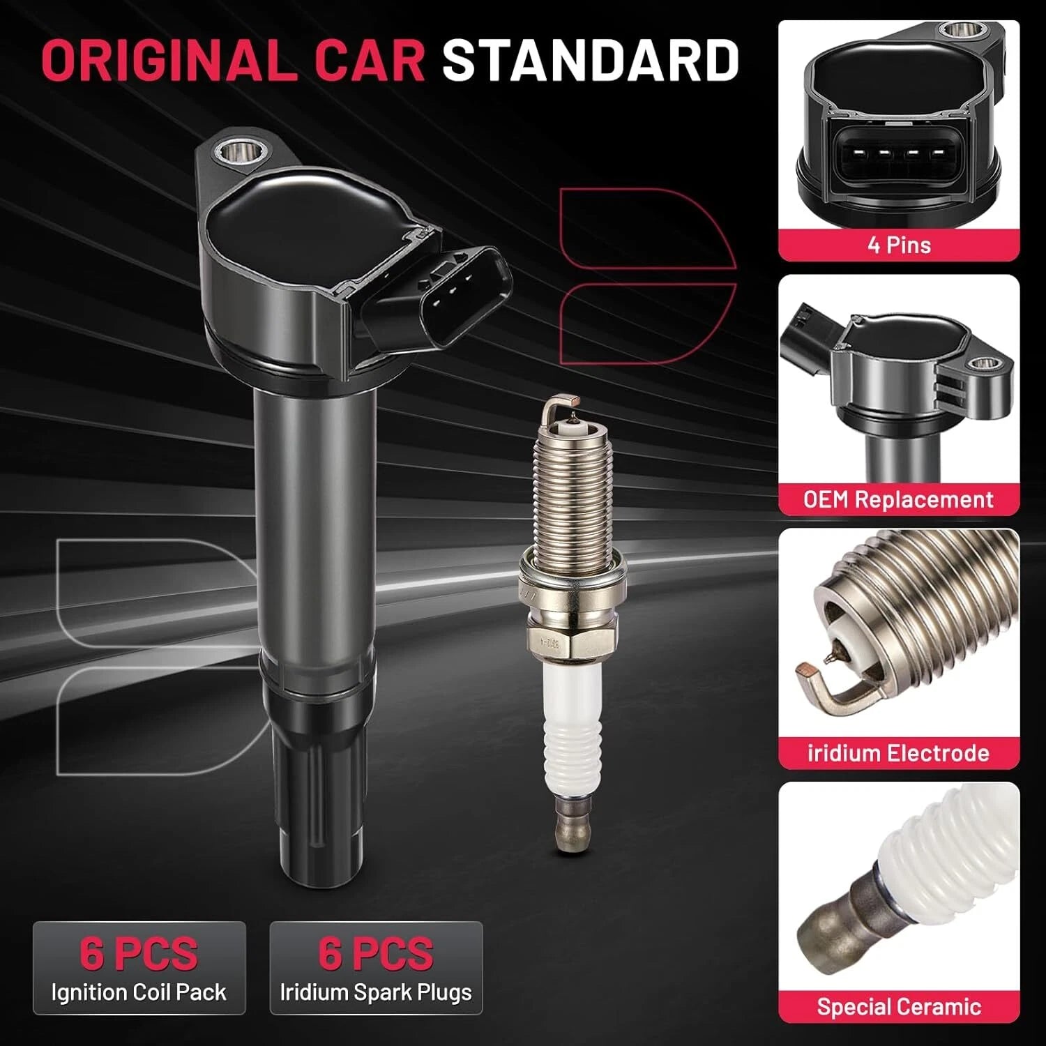 Spark Plugs and Ignition Coil Packs for Toyota Camry Avalon 4Runner RAV4 (2007–2019)
