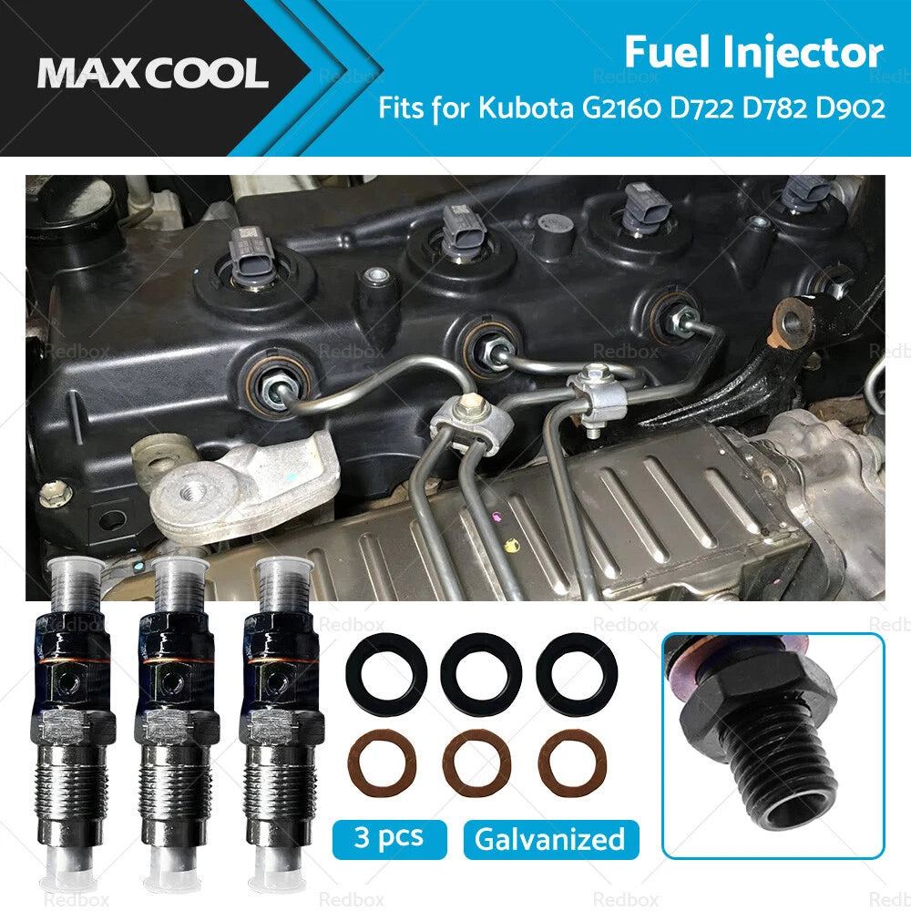 3X Fuel Injectors for Kubota D722 D782 D902 BX1860 BX2360 RTV-X1100C