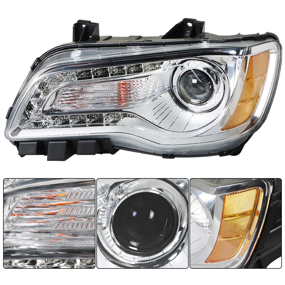 Set of 2 Halogen Headlights Assembly for Chrysler 300 (2011–2014) Chrome