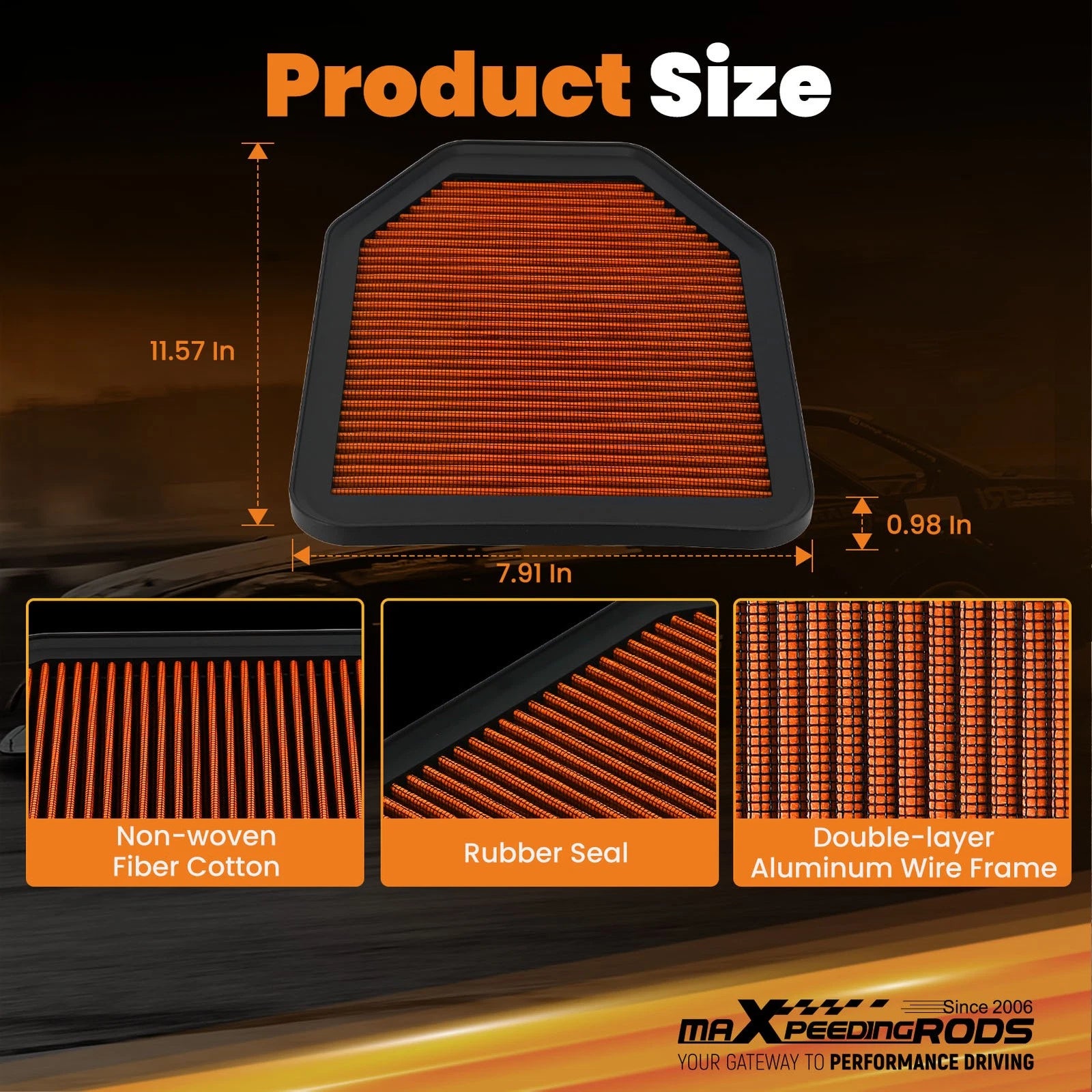 Engine Air Cleaner for Jeep Wrangler JK (2007–2017) Orange
