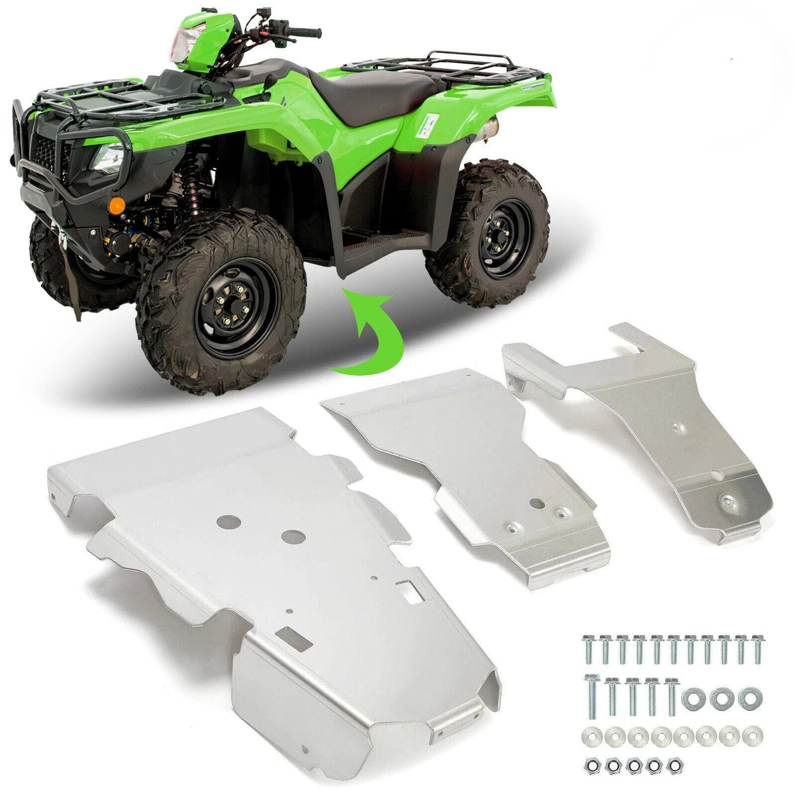3pc Aluminum Skid Plate for Honda Rubicon IRS 500/520 (2015–2021)