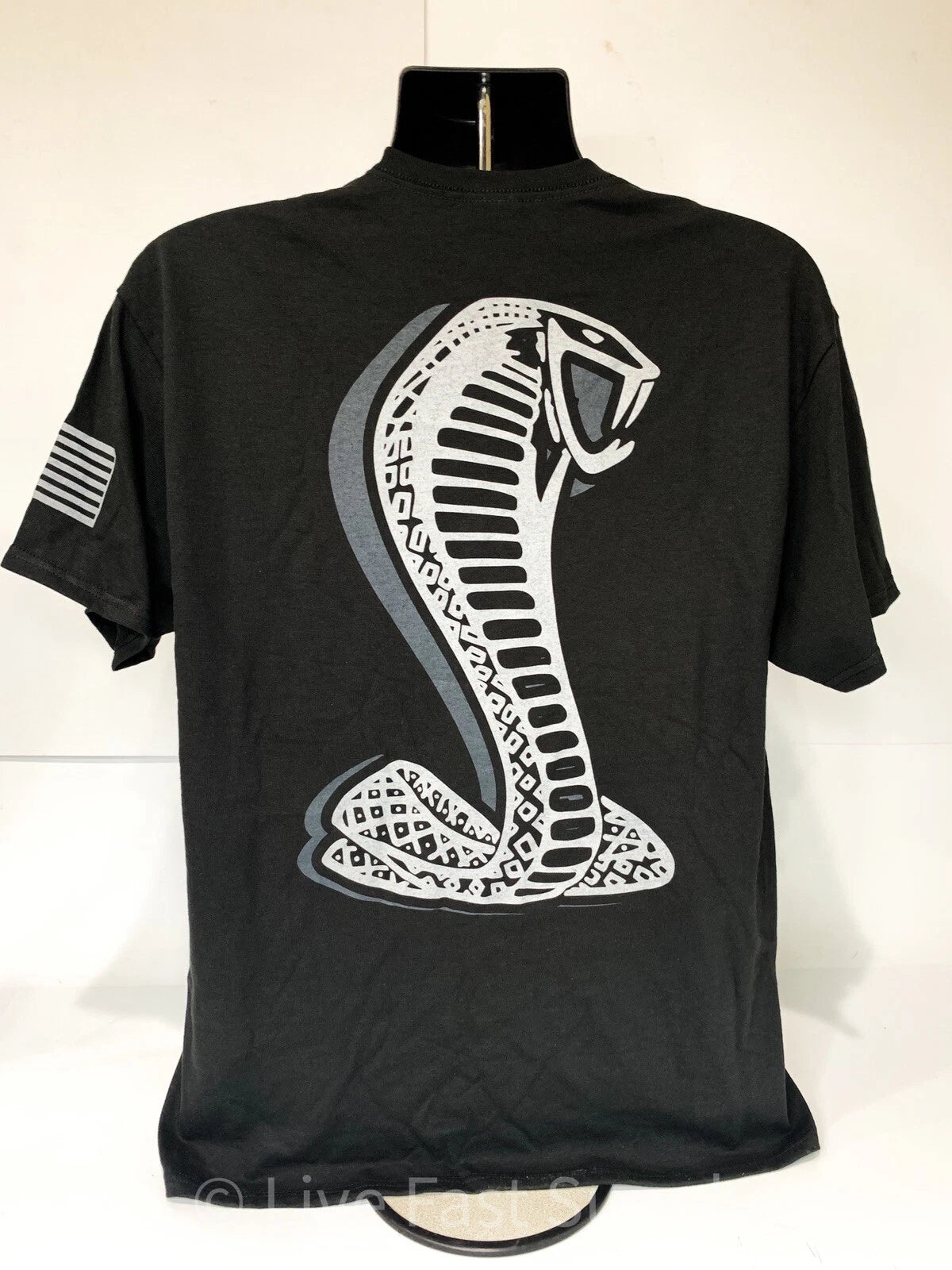 Ford Mustang Licensed T-Shirt Black with Shelby Cobra Snake Logo (2005–2026)