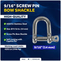 9/16" Screw Pin D Anchor Shackle for FO414 (AISI316 Stainless Steel)