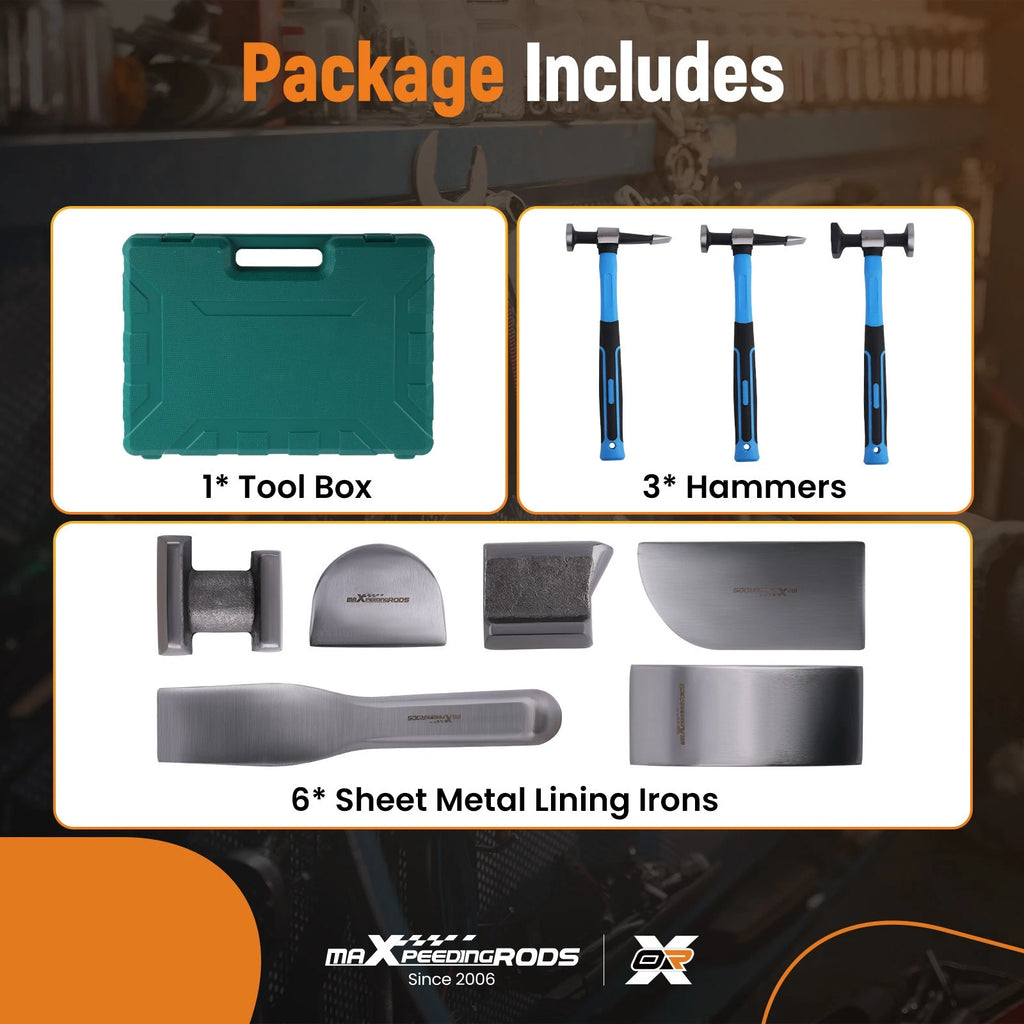 9-Piece Auto Body Panel Fender Hammer Dolly Kit