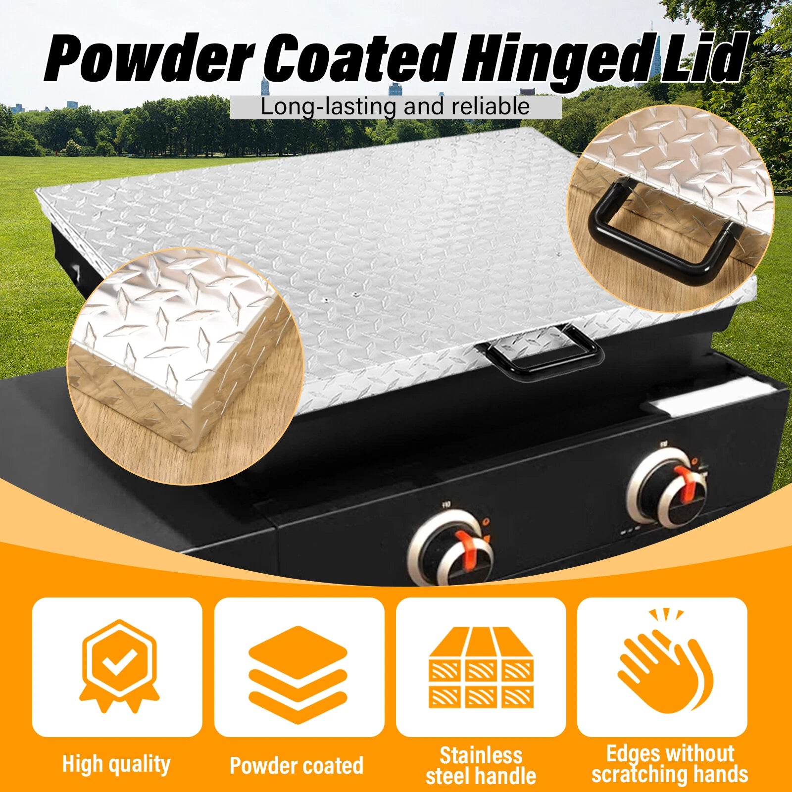 28" Aluminum Hinged Lid Griddle Cover for Blackstone Griddle