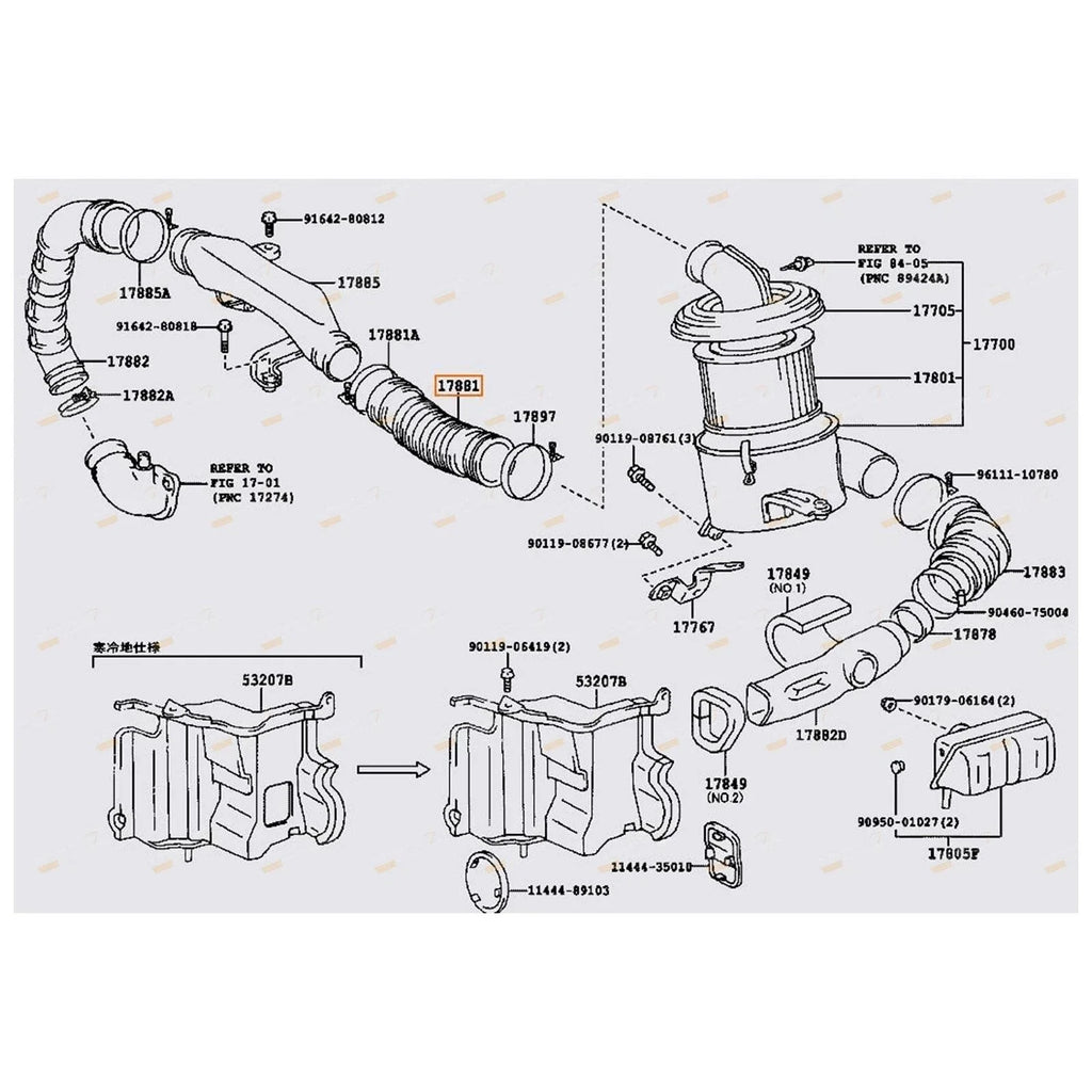 Air Cleaner Rubber Intake Hose for Toyota Hilux 4Runner Surf (1993–1997)