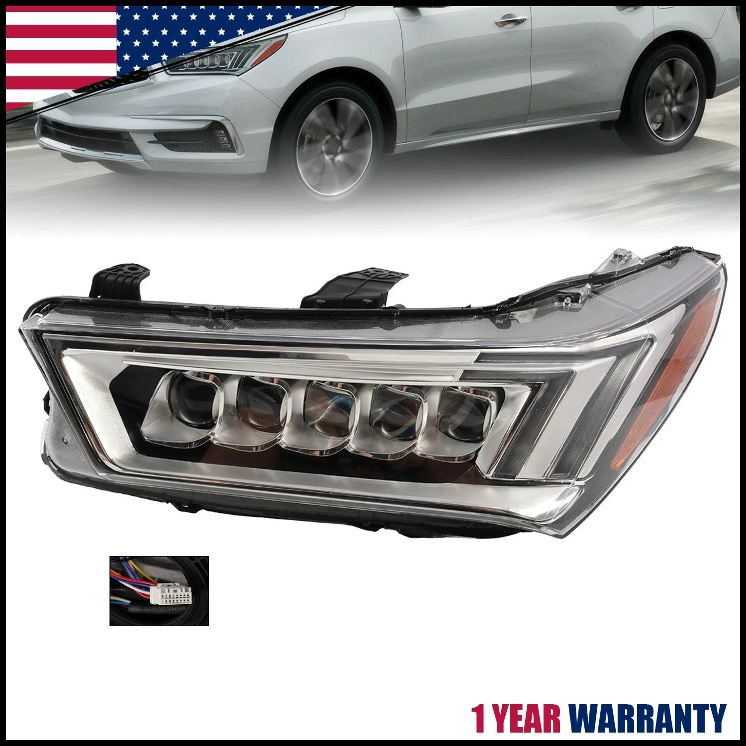 Driver Left Side LED Headlight Assembly for Acura MDX (2017–2020)